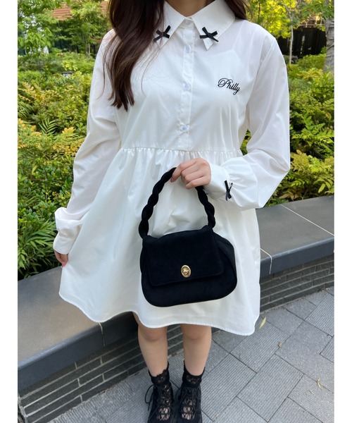 PHILLY（フィリー）の「【PHILLY】リボンポイントシャツワンピース（シャツワンピース・レディース・ホワイト/グレー・FREE）」の7枚目の写真