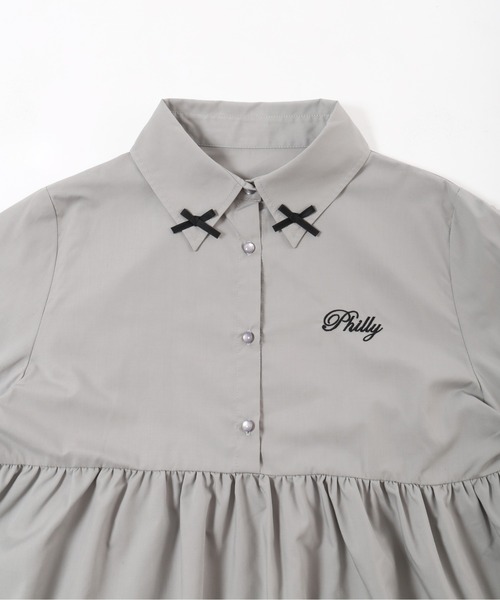 PHILLY（フィリー）の「【PHILLY】リボンポイントシャツワンピース（シャツワンピース・レディース・ホワイト/グレー・FREE）」の22枚目の写真