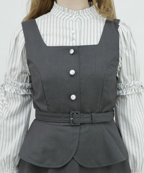 F i.n.t（フィント）の「ビスチェレイヤード風ジャンパースカート/fint（ジャンパースカート・レディース・グレー/ネイビー・FREE）」の8枚目の写真