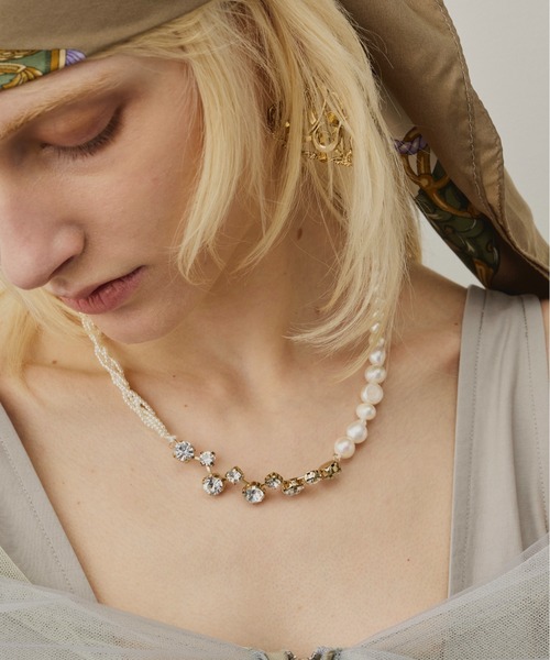 MIXパール×ビジューネックレス（ネックレス）｜LA BELLE ETUDE（ラベル