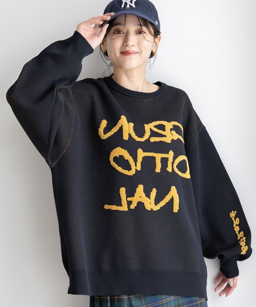 RAGEBLUE（レイジブルー）の「レターロゴルーズニット（ニット/セーター・レディース・ホワイト/ネイビー/グレー・FREE）」の3枚目の写真