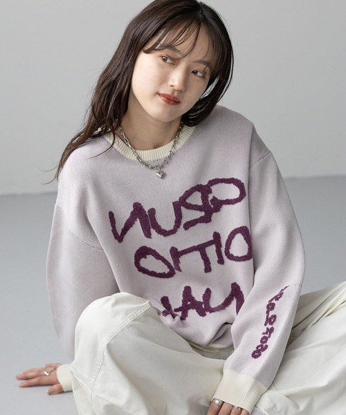 RAGEBLUE（レイジブルー）の「レターロゴルーズニット（ニット/セーター・レディース・ホワイト/ネイビー/グレー・FREE）」の16枚目の写真