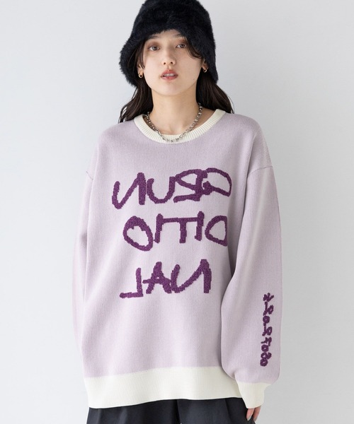 RAGEBLUE（レイジブルー）の「レターロゴルーズニット（ニット/セーター・レディース・ホワイト/ネイビー/グレー・FREE）」の7枚目の写真