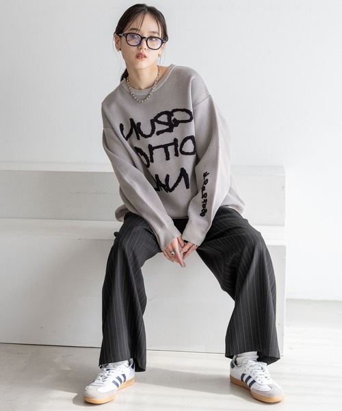 RAGEBLUE（レイジブルー）の「レターロゴルーズニット（ニット/セーター・レディース・ホワイト/ネイビー/グレー・FREE）」の8枚目の写真