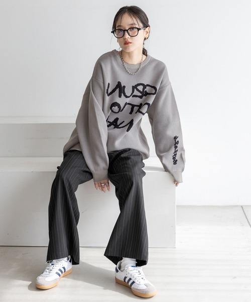 RAGEBLUE（レイジブルー）の「レターロゴルーズニット（ニット/セーター・レディース・ホワイト/ネイビー/グレー・FREE）」の9枚目の写真