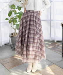 clear | チェックチュールロングスカート [大人フェミニン ふんわり]≪再入荷≫(スカート)
