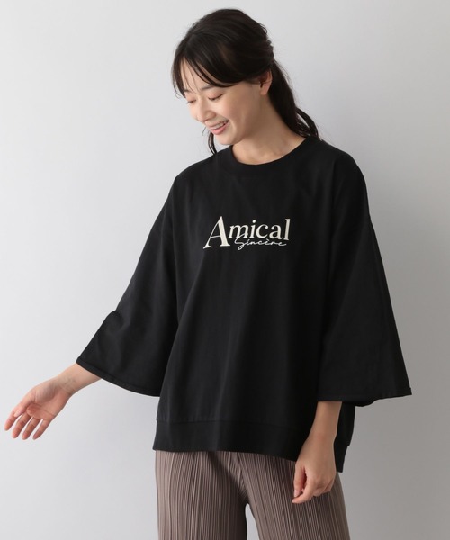 GLOBAL WORK Smile Seed Store（グローバルワーク スマイルシードストア）の「刺繍ロゴプルオーバー/七分袖/144049（Tシャツ/カットソー・レディース・ブラック/オフホワイト/チャコール・LARGE/SMALL/X-LARGE/MEDIUM）」の2枚目の写真