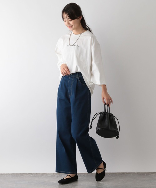 GLOBAL WORK Smile Seed Store（グローバルワーク スマイルシードストア）の「刺繍ロゴプルオーバー/七分袖/144049（Tシャツ/カットソー・レディース・ブラック/オフホワイト/チャコール・LARGE/SMALL/X-LARGE/MEDIUM）」の4枚目の写真