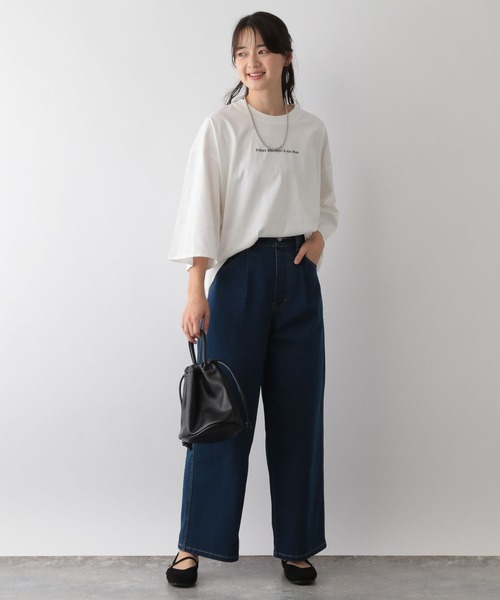 GLOBAL WORK Smile Seed Store（グローバルワーク スマイルシードストア）の「刺繍ロゴプルオーバー/七分袖/144049（Tシャツ/カットソー・レディース・ブラック/オフホワイト/チャコール・LARGE/SMALL/X-LARGE/MEDIUM）」の5枚目の写真