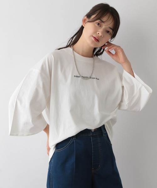 GLOBAL WORK Smile Seed Store（グローバルワーク スマイルシードストア）の「刺繍ロゴプルオーバー/七分袖/144049（Tシャツ/カットソー・レディース・ブラック/オフホワイト/チャコール・LARGE/SMALL/X-LARGE/MEDIUM）」の7枚目の写真