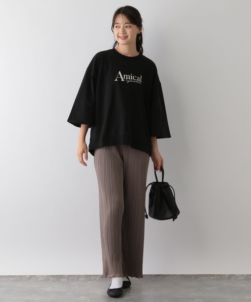 GLOBAL WORK Smile Seed Store（グローバルワーク スマイルシードストア）の「刺繍ロゴプルオーバー/七分袖/144049（Tシャツ/カットソー・レディース・ブラック/オフホワイト/チャコール・LARGE/SMALL/X-LARGE/MEDIUM）」の9枚目の写真