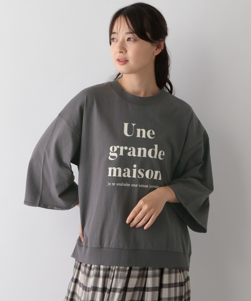 GLOBAL WORK Smile Seed Store（グローバルワーク スマイルシードストア）の「刺繍ロゴプルオーバー/七分袖/144049（Tシャツ/カットソー・レディース・ブラック/オフホワイト/チャコール・LARGE/SMALL/X-LARGE/MEDIUM）」の15枚目の写真