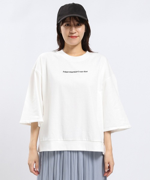 GLOBAL WORK Smile Seed Store（グローバルワーク スマイルシードストア）の「刺繍ロゴプルオーバー/七分袖/144049（Tシャツ/カットソー・レディース・ブラック/オフホワイト/チャコール・LARGE/SMALL/X-LARGE/MEDIUM）」の17枚目の写真