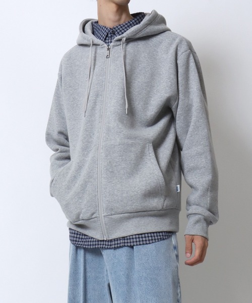 DISCUS（ディスカス）の「DISCUS/ディスカス 別注 オーバーサイズ 裏起毛 ワンポイントロゴ刺繍 ミニワッペン フルジップパーカー フーディー パーカー スウェット レディース メンズ（パーカー・メンズ・ブラック/ブルーグリーン/グレー/ネイビー/オートミール/ブラウン/グレイッシュベージュ・M/L/LL）」の16枚目の写真