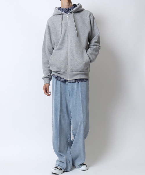 DISCUS（ディスカス）の「DISCUS/ディスカス 別注 オーバーサイズ 裏起毛 ワンポイントロゴ刺繍 ミニワッペン フルジップパーカー フーディー パーカー スウェット レディース メンズ（パーカー・メンズ・ブラック/ブルーグリーン/グレー/ネイビー/オートミール/ブラウン/グレイッシュベージュ・M/L/LL）」の17枚目の写真