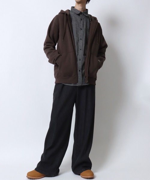 DISCUS（ディスカス）の「DISCUS/ディスカス 別注 オーバーサイズ 裏起毛 ワンポイントロゴ刺繍 ミニワッペン フルジップパーカー フーディー パーカー スウェット レディース メンズ（パーカー・メンズ・ブラック/ブルーグリーン/グレー/ネイビー/オートミール/ブラウン/グレイッシュベージュ・M/L/LL）」の21枚目の写真