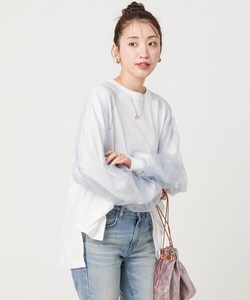 FREAK'S STORE(フリークスストア)の「限定展開 袖チュール 重ね ラグラン ロングスリーブ プルオーバー(Tシャツ/カットソー・レディース・オフホワイト/ブラック/ナチュラル/グレー・フリ-)」の17枚目の写真