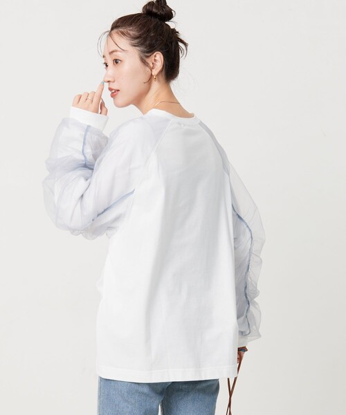 FREAK'S STORE(フリークスストア)の「限定展開 袖チュール 重ね ラグラン ロングスリーブ プルオーバー(Tシャツ/カットソー・レディース・オフホワイト/ブラック/ナチュラル/グレー・フリ-)」の18枚目の写真