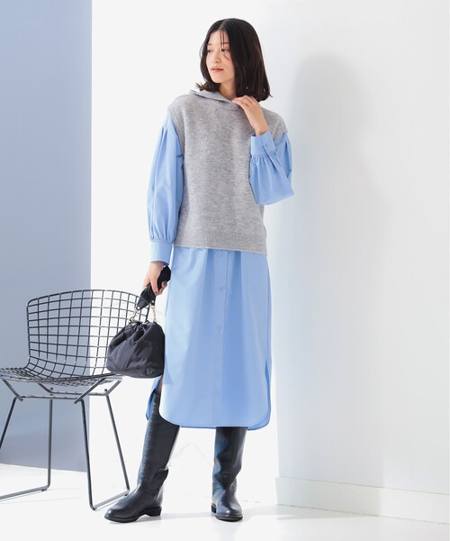 B:MING by BEAMS（ビーミングバイビームス）の「フーディ ニットベスト（ベスト・レディース・ブラウン/グレー・ONE SIZE）」の4枚目の写真