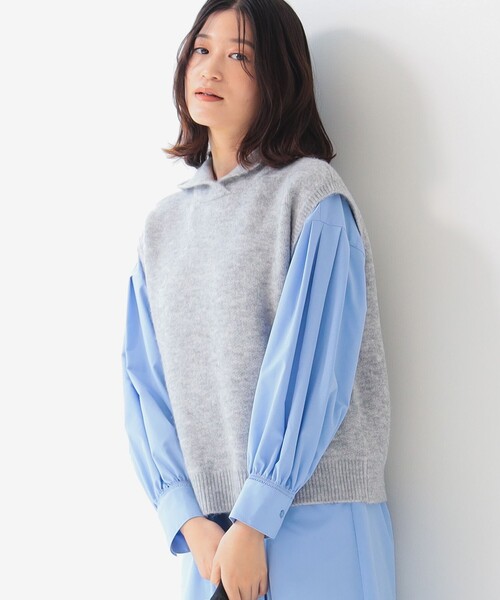 B:MING by BEAMS（ビーミングバイビームス）の「フーディ ニットベスト（ベスト・レディース・ブラウン/グレー・ONE SIZE）」の6枚目の写真