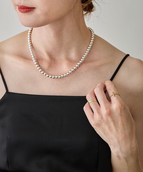 HASHIBAMI】天然石 シルバー 43cm ネックレス ※5.5mm玉（ネックレス