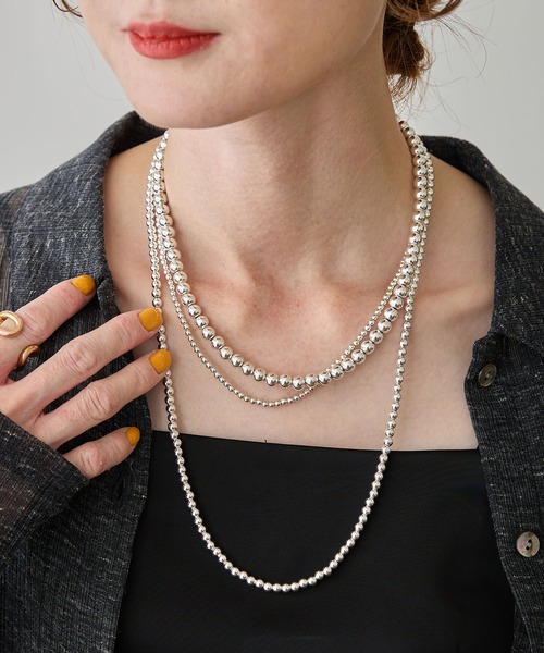 HASHIBAMI】天然石 シルバー 43cm ネックレス ※5.5mm玉（ネックレス