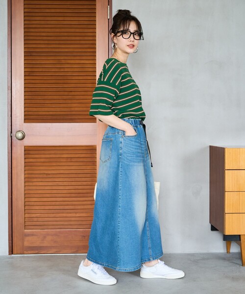 ［難あり］プリーツプリーズ　ダメージデニム柄スカート 難あり］プリーツプリーズ ダメージデニム柄スカート