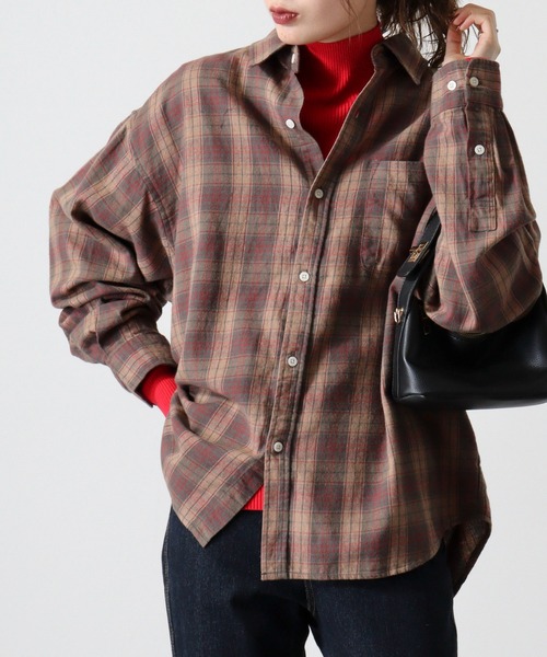SUGGESTION（サジェッション）の「Viera brushed dyed check long sleeve flannel shirt / ビエラ起毛 先染チェック長袖ネルシャツ unisex（シャツ/ブラウス・メンズ・グレー/サックスブルー/アイボリー/ブラウン・M/L）」の3枚目の写真