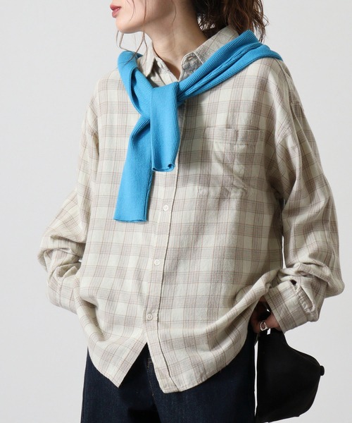 SUGGESTION（サジェッション）の「Viera brushed dyed check long sleeve flannel shirt / ビエラ起毛 先染チェック長袖ネルシャツ unisex（シャツ/ブラウス・メンズ・グレー/サックスブルー/アイボリー/ブラウン・M/L）」の5枚目の写真