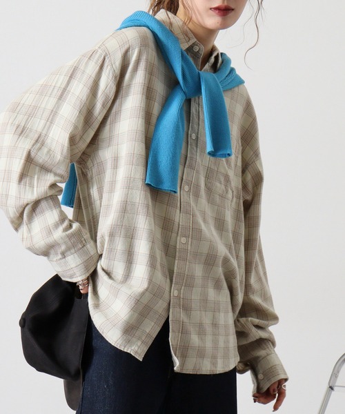 SUGGESTION（サジェッション）の「Viera brushed dyed check long sleeve flannel shirt / ビエラ起毛 先染チェック長袖ネルシャツ unisex（シャツ/ブラウス・メンズ・グレー/サックスブルー/アイボリー/ブラウン・M/L）」の6枚目の写真