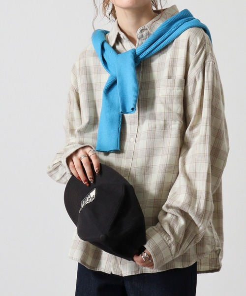 SUGGESTION（サジェッション）の「Viera brushed dyed check long sleeve flannel shirt / ビエラ起毛 先染チェック長袖ネルシャツ unisex（シャツ/ブラウス・メンズ・グレー/サックスブルー/アイボリー/ブラウン・M/L）」の7枚目の写真