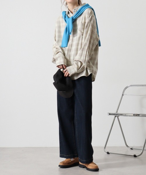 SUGGESTION（サジェッション）の「Viera brushed dyed check long sleeve flannel shirt / ビエラ起毛 先染チェック長袖ネルシャツ unisex（シャツ/ブラウス・メンズ・グレー/サックスブルー/アイボリー/ブラウン・M/L）」の8枚目の写真