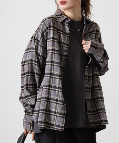 SUGGESTION（サジェッション）の「Viera brushed dyed check long sleeve flannel shirt / ビエラ起毛 先染チェック長袖ネルシャツ unisex（シャツ/ブラウス・メンズ・グレー/サックスブルー/アイボリー/ブラウン・M/L）」の11枚目の写真