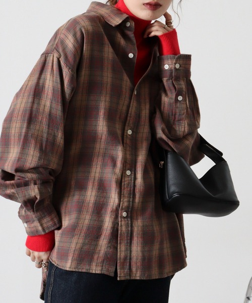 SUGGESTION（サジェッション）の「Viera brushed dyed check long sleeve flannel shirt / ビエラ起毛 先染チェック長袖ネルシャツ unisex（シャツ/ブラウス・メンズ・グレー/サックスブルー/アイボリー/ブラウン・M/L）」の18枚目の写真