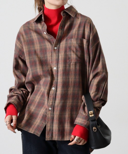 SUGGESTION（サジェッション）の「Viera brushed dyed check long sleeve flannel shirt / ビエラ起毛 先染チェック長袖ネルシャツ unisex（シャツ/ブラウス・メンズ・グレー/サックスブルー/アイボリー/ブラウン・M/L）」の19枚目の写真
