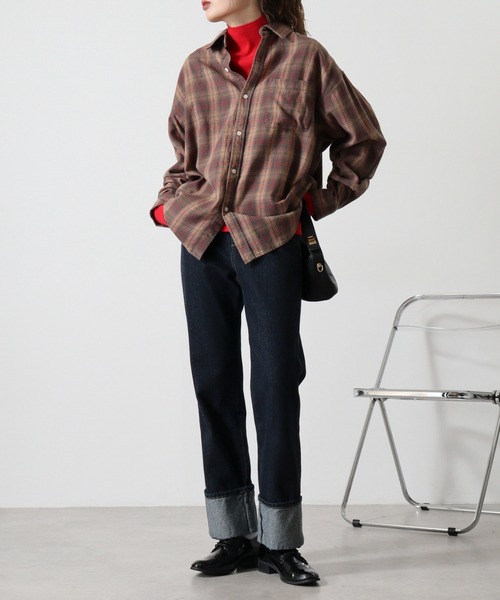 SUGGESTION（サジェッション）の「Viera brushed dyed check long sleeve flannel shirt / ビエラ起毛 先染チェック長袖ネルシャツ unisex（シャツ/ブラウス・メンズ・グレー/サックスブルー/アイボリー/ブラウン・M/L）」の21枚目の写真