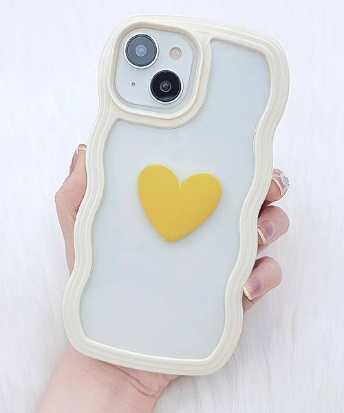 ウエーブライン 3D ハート クリア iPhone ケース（スマホケース/カバー