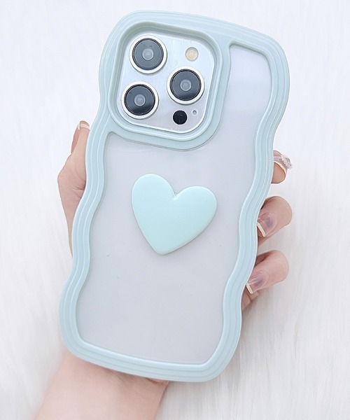 セール】ウエーブライン 3D ハート クリア iPhone ケース