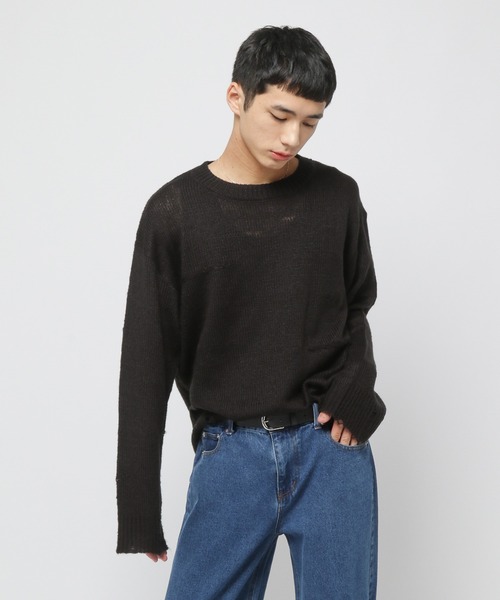 3.3 Field Trip (3.3フィールドトリップ)の「3.3 Field Trip/ダメージモヘアニット(ニット/セーター・メンズ・ネイビー/ブラック・FREE)」の1枚目の写真