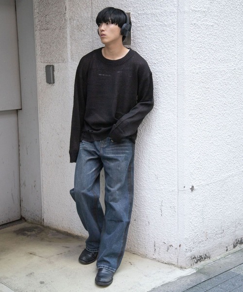 3.3 Field Trip (3.3フィールドトリップ)の「3.3 Field Trip/ダメージモヘアニット(ニット/セーター・メンズ・ネイビー/ブラック・FREE)」の3枚目の写真