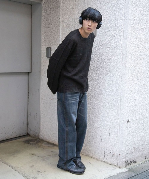 3.3 Field Trip (3.3フィールドトリップ)の「3.3 Field Trip/ダメージモヘアニット(ニット/セーター・メンズ・ネイビー/ブラック・FREE)」の4枚目の写真