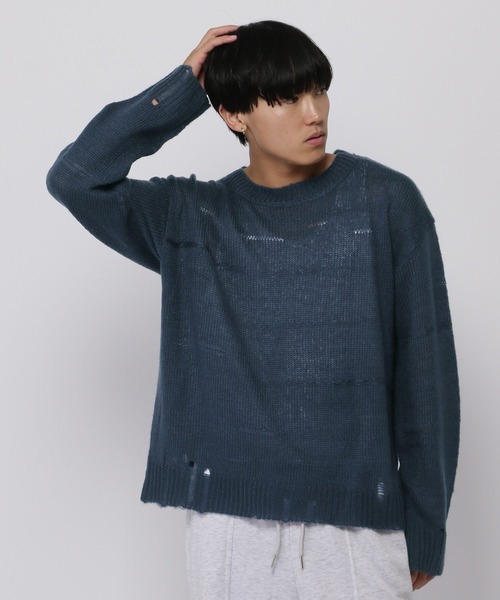 3.3 Field Trip (3.3フィールドトリップ)の「3.3 Field Trip/ダメージモヘアニット(ニット/セーター・メンズ・ネイビー/ブラック・FREE)」の12枚目の写真