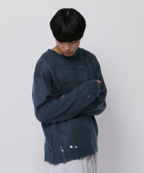 3.3 Field Trip (3.3フィールドトリップ)の「3.3 Field Trip/ダメージモヘアニット(ニット/セーター・メンズ・ネイビー/ブラック・FREE)」の13枚目の写真