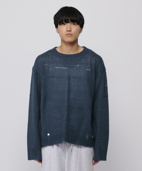 3.3 Field Trip (3.3フィールドトリップ)の「3.3 Field Trip/ダメージモヘアニット(ニット/セーター・メンズ・ネイビー/ブラック・FREE)」の16枚目の写真