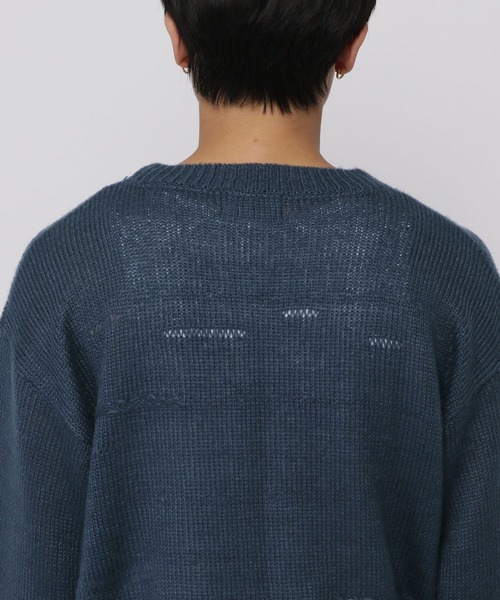 3.3 Field Trip (3.3フィールドトリップ)の「3.3 Field Trip/ダメージモヘアニット(ニット/セーター・メンズ・ネイビー/ブラック・FREE)」の19枚目の写真