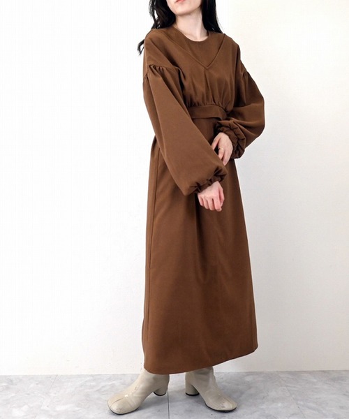 STYLEBLOCK（スタイルブロック）の「ピーチ起毛セットアップワンピース（ワンピース・レディース・ブラック/ブラウン/ベージュ・M）」の2枚目の写真