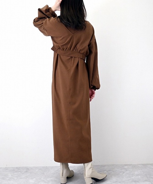 STYLEBLOCK（スタイルブロック）の「ピーチ起毛セットアップワンピース（ワンピース・レディース・ブラック/ブラウン/ベージュ・M）」の6枚目の写真