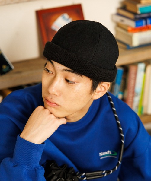 セール】フェイクレザーベルトリブウールロールキャップ（キャップ