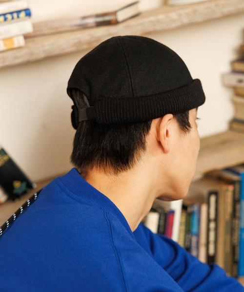 セール】フェイクレザーベルトリブウールロールキャップ（キャップ