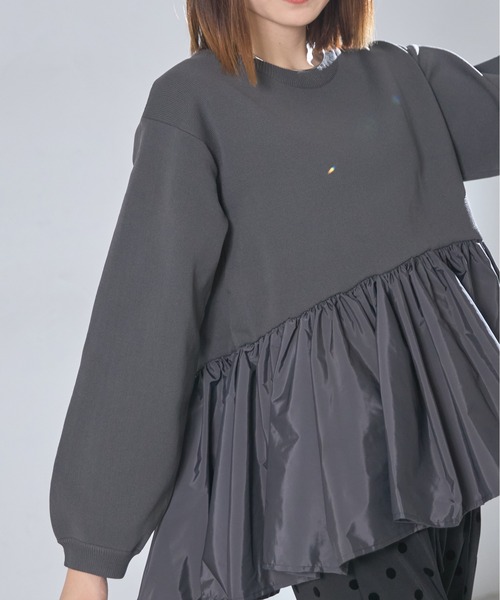 【セール】ナイロン切替スポンディッシュペプラムニット（ニット/セーター）｜each（イーチ）